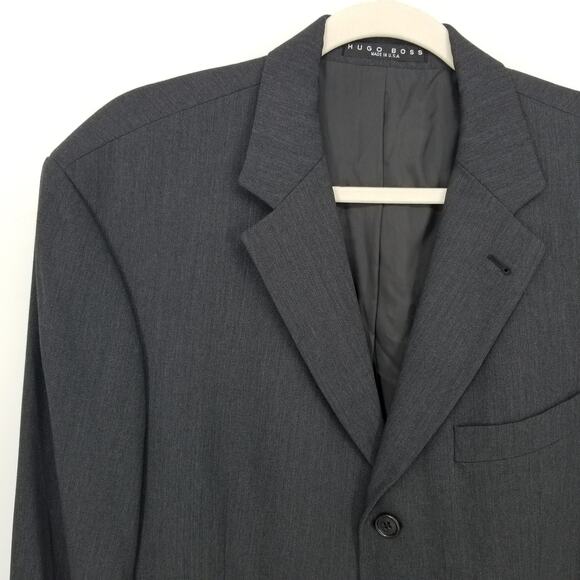 Hugo Boss Einstein Sigma Pure Wool Suit Coat 40L Mens 3 Button Blazer Charcoal - Picture 4 of 8